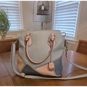 Gussaci Collection Handbag Satchel Purse Geometric Grey‎ Classic Luxury Style